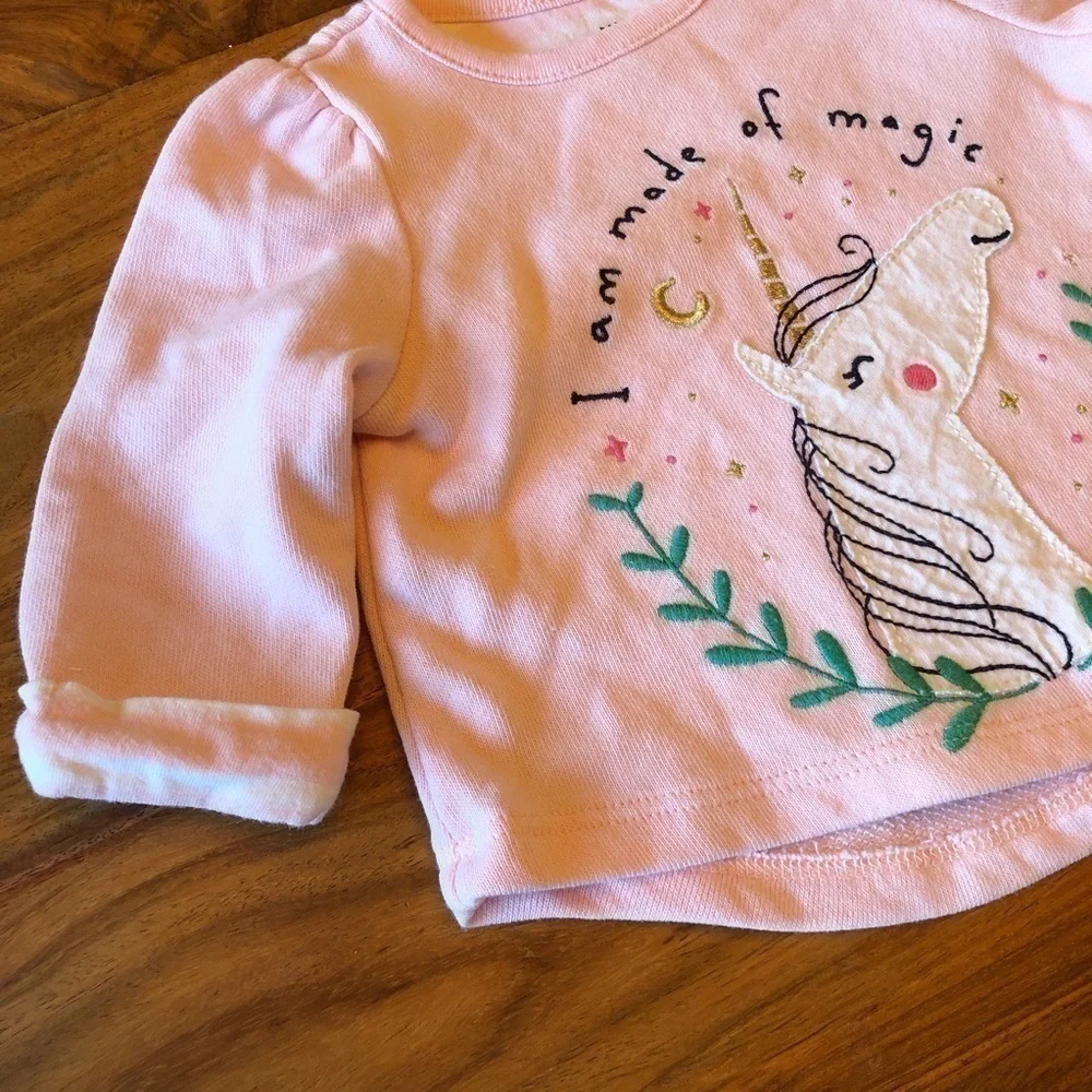 Gap Baby Pink Unicorn Terry Pullover
